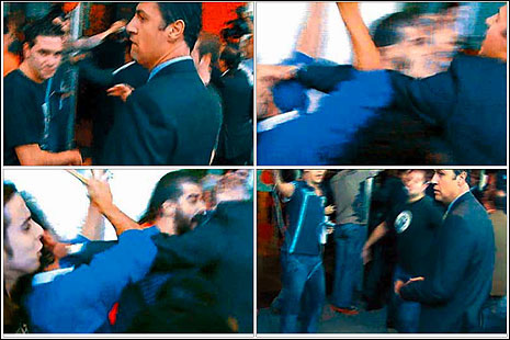 Albiol agredint un jove a Martorell