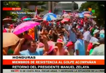 Telesur està seguint en directe el retorn del president hondureny