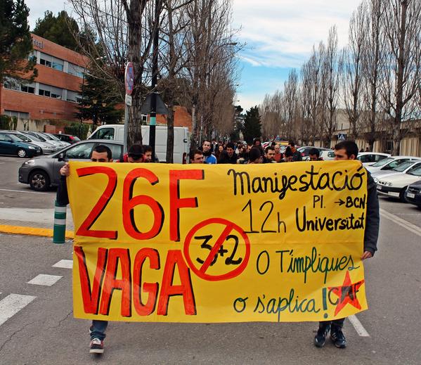 No al 3+2 i a l'EU2015, principals reivindicacions de la vaga del 26F