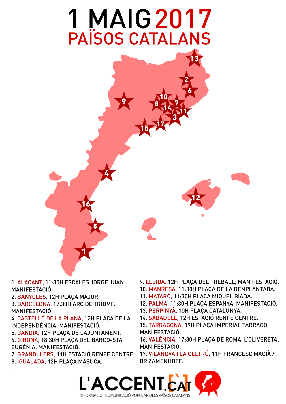 Convocatòries del 1 de maig als Països Catalans